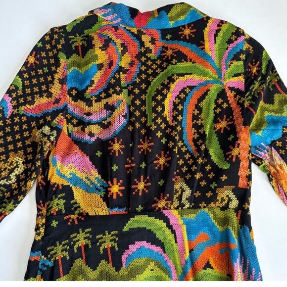 FARM RIO Macaw Island Printed Maxi Dress Tropical Vacation XS Black - Picture 10 of 16